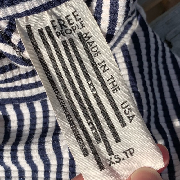 Free People Crop Striped Mock Turtleneck Tulip Hem - Picture 5 of 6